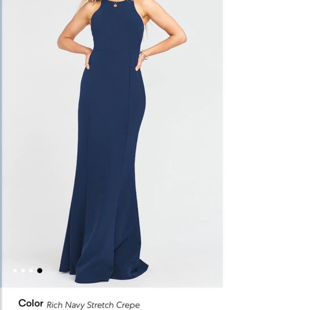 Elegant Navy Crepe Evening Gown